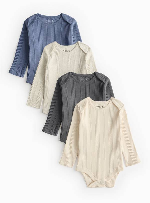 Neutral Rib Long Sleeve Bodysuit 4 Pack Up to 1 mth